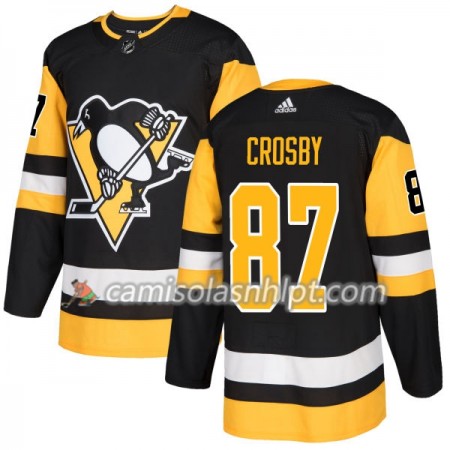 Camisola Pittsburgh Penguins Sidney Crosby 87 Adidas 2017-2018 Preto Authentic - Homem